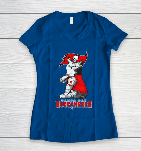 NFL Football My Cat Loves Tampa Bay Buccaneers Women's V-Neck T-Shirt 7