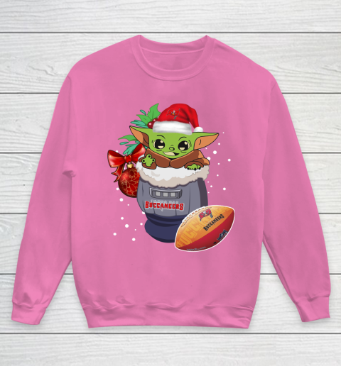 Tampa Bay Buccaneers Christmas Baby Yoda Star Wars Funny Happy NFL Youth Sweatshirt 7