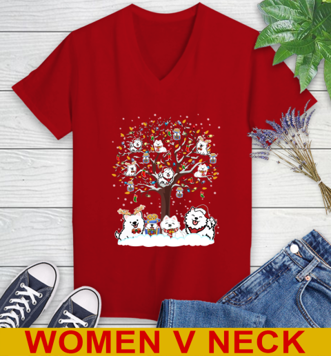 Samoyed dog pet lover light christmas tree shirt 82