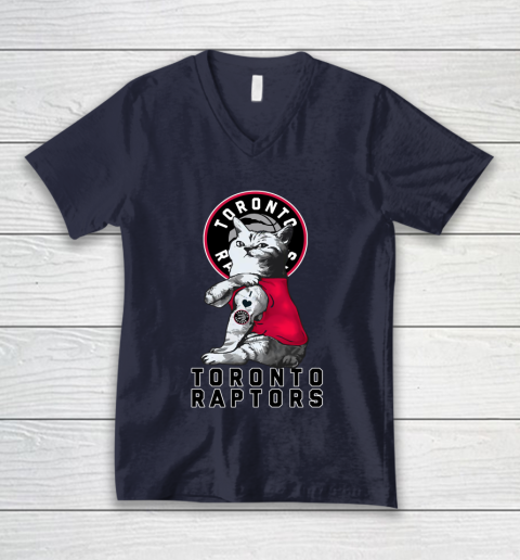 NBA Basketball My Cat Loves Toronto Raptors V-Neck T-Shirt 2