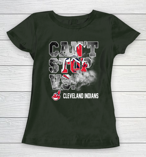 MLB Cleveland Indians Baseball Can't Stop Vs Cleveland Indians Women's T-Shirt 4