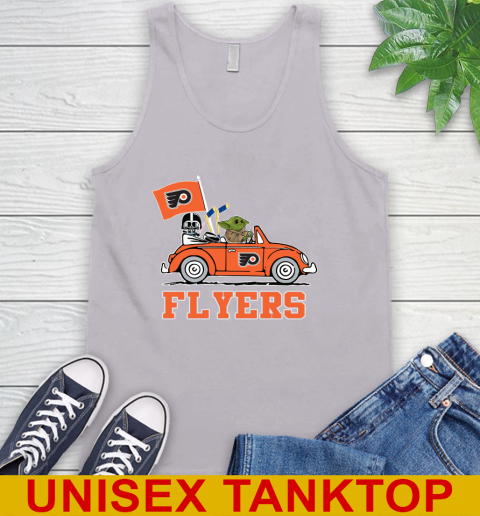 NHL Hockey Philadelphia Flyers Darth Vader Baby Yoda Driving Star Wars Shirt Tank Top 4
