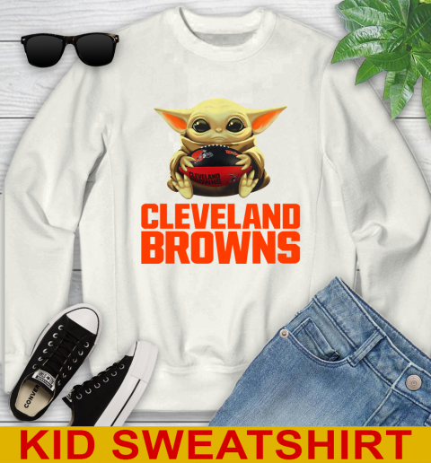 NFL Football Cleveland Browns Baby Yoda Star Wars Shirt Youth Sweatshirt