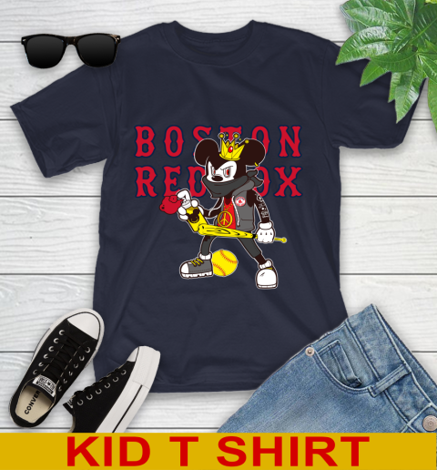 Boston Red Sox MLB Baseball Mickey Peace Sign Sports Youth T-Shirt 3