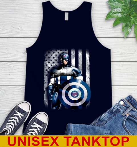 Minnesota Twins MLB Baseball Captain America Marvel Avengers American Flag Shirt Tank Top 2