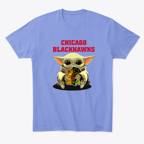 xkjg baby yoda hugs the chicago blackhawks classic t shirt 2 front violet