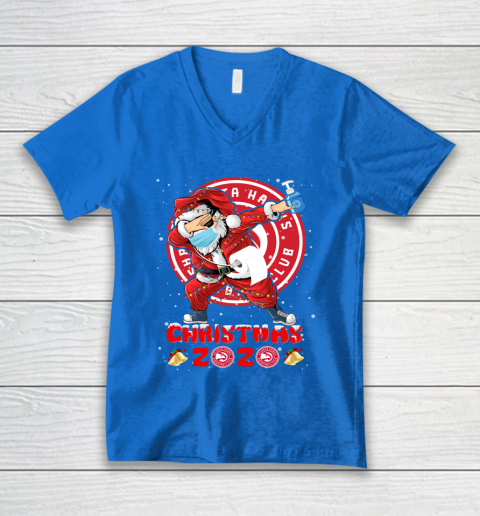Atlanta Hawks Funny Santa Claus Dabbing Christmas 2020 NBA V-Neck T-Shirt 5