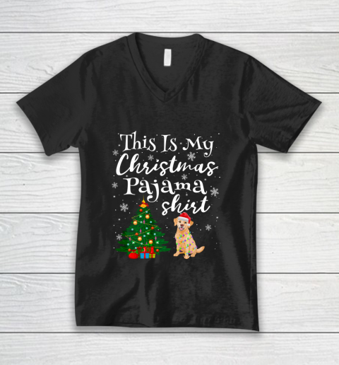This is my Christmas Pajama Shirt Labrador Lover Dog V-Neck T-Shirt