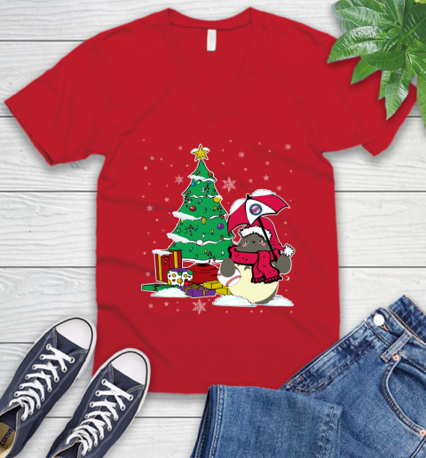 Minnesota Twins MLB Baseball Cute Tonari No Totoro Christmas Sports V-Neck T-Shirt 6