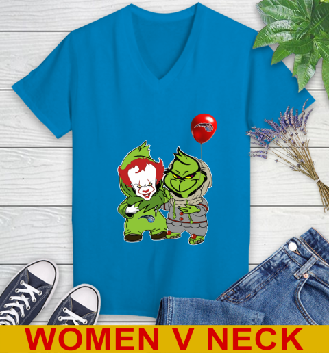 Orlando Magic Baby Pennywise Grinch Christmas NBA Basketball Women's V-Neck T-Shirt 8
