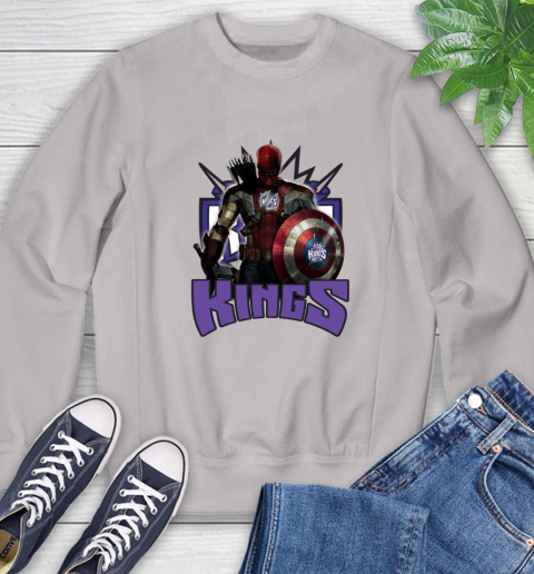 Sacramento Kings NBA Basketball Captain America Thor Spider Man Hawkeye Avengers Sweatshirt 12