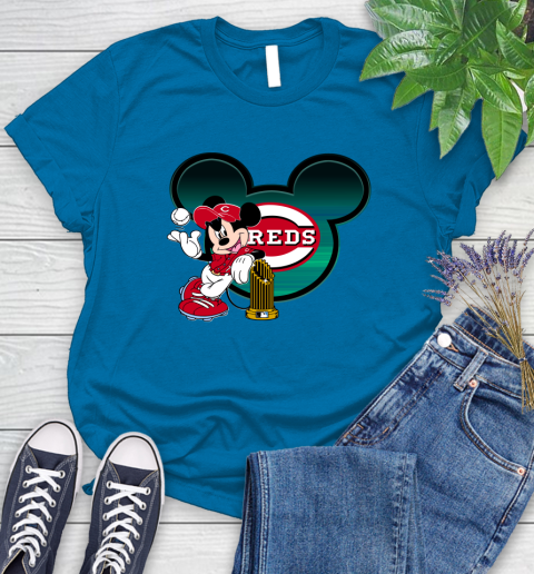 MLB Cincinnati Reds The Commissioner's Trophy Mickey Mouse Disney Women's T-Shirt 7