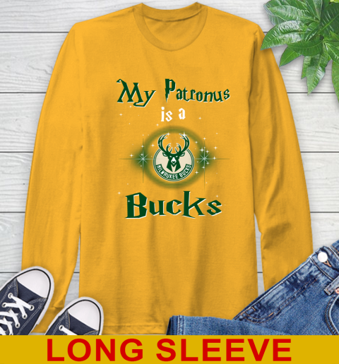 NBA Basketball Harry Potter My Patronus Is A Milwaukee Bucks Long Sleeve T-Shirt 2