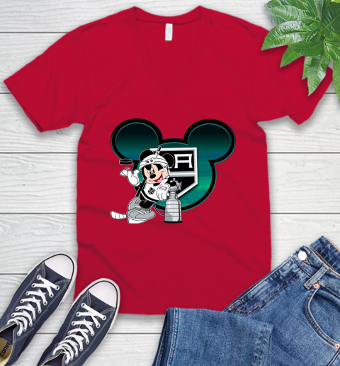 NHL Los Angeles Kings Stanley Cup Mickey Mouse Disney Hockey T Shirt V-Neck T-Shirt 8