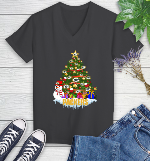Green Bay Packers Merry Christmas NFL Football Sports Women's V-Neck T-Shirt 8