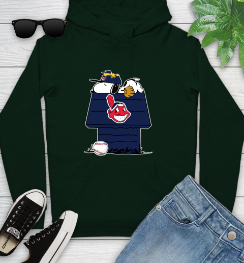 MLB Cleveland Indians Snoopy Woodstock The Peanuts Movie Baseball T Shirt Youth Hoodie 13