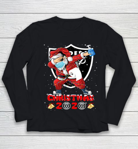 Oakland Raiders Funny Santa Claus Dabbing Christmas 2020 NFL Youth Long Sleeve