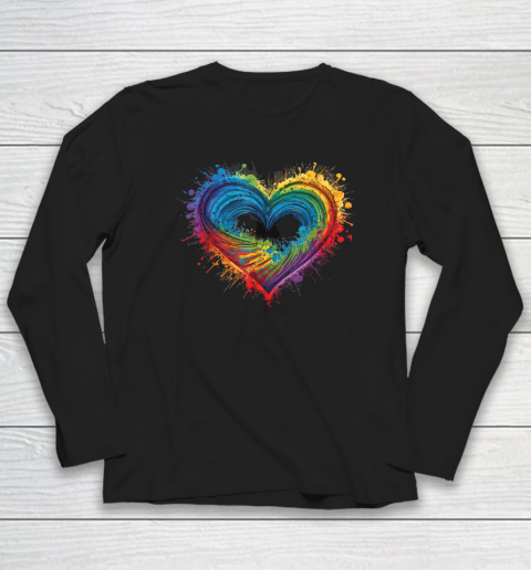 Tie Dye Heart Valentines Day Long Sleeve T-Shirt | Tee For Sports