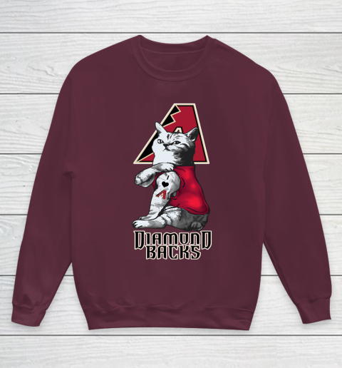 MLB Baseball My Cat Loves Arizona Diamondbacks Youth Sweatshirt 4