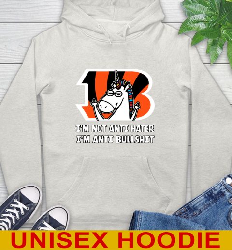 Cincinnati Bengals NFL Football Unicorn I'm Not Anti Hater I'm Anti Bullshit Hoodie 12