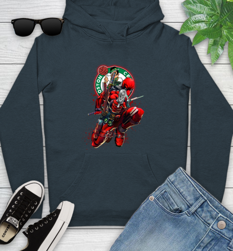 NBA Deadpool Marvel Comics Sports Basketball Boston Celtics Youth Hoodie 8