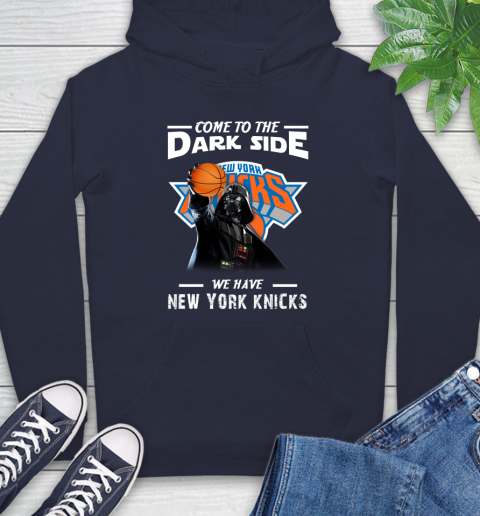 NBA Come To The Dark Side We Have New York Knicks Star Wars Darth Vader Basketball Hoodie 3