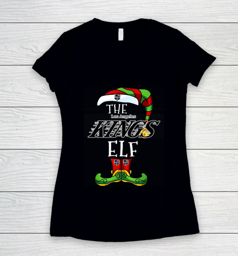 Los Angeles Kings Christmas ELF Funny NHL Women's V-Neck T-Shirt