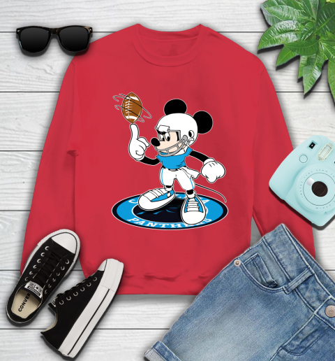 NFL Football Carolina Panthers Cheerful Mickey Disney Shirt Youth Sweatshirt 8