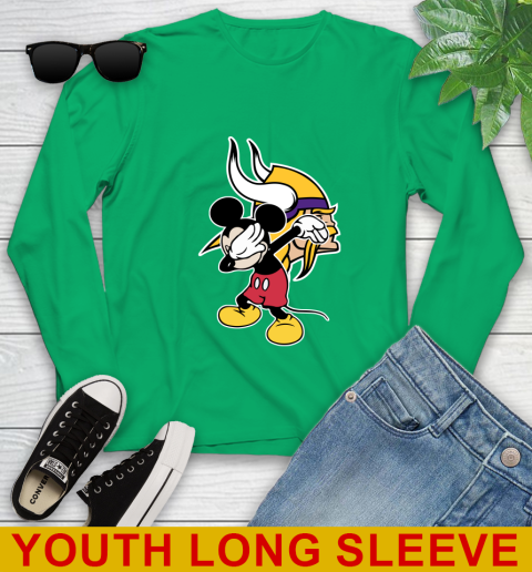 Minnesota Vikings NFL Football Dabbing Mickey Disney Sports Youth Long Sleeve - Image 8