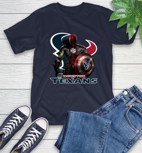 NFL Captain America Thor Spider Man Hawkeye Avengers Endgame Football Houston Texans T-Shirt 4