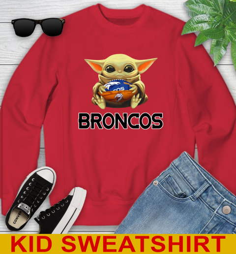 NFL Football Denver Broncos Baby Yoda Star Wars Shirt Youth Sweatshirt 8