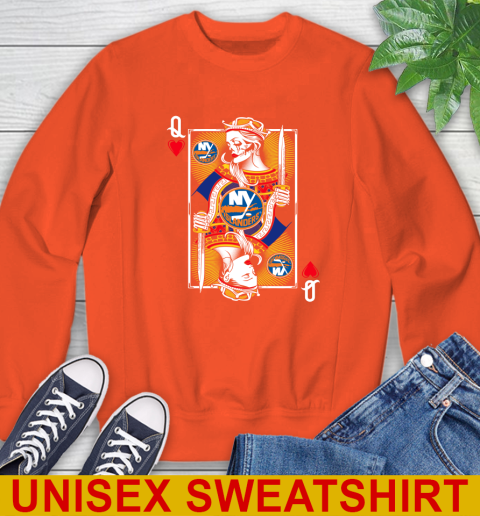 NHL Hockey New York Islanders The Queen Of Hearts Card Shirt Sweatshirt 3