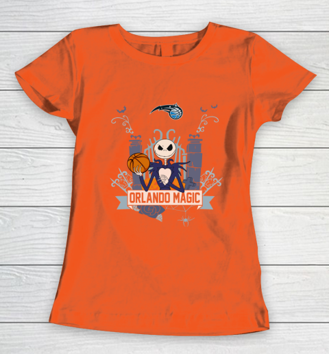 NBA Orlando Magic Basketball Jack Skellington Halloween Women's T-Shirt 3