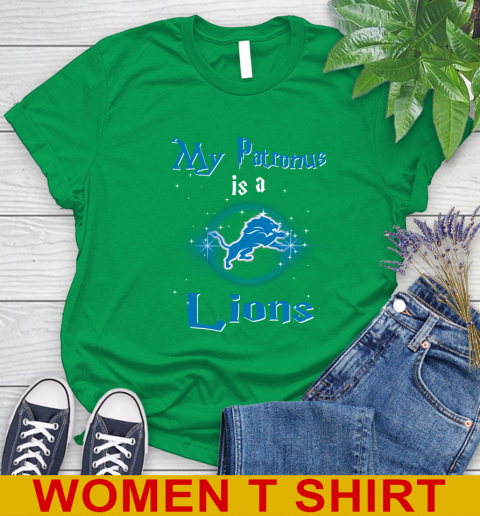 NFL Football Harry Potter My Patronus Is A Detroit Lions Women's T-Shirt 7