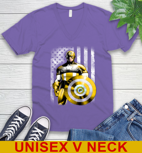 Indiana Pacers NBA Basketball Captain America Marvel Avengers American Flag Shirt V-Neck T-Shirt 8