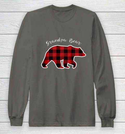 GRANDPA BEAR Men Red Plaid Christmas Pajama Family Gift Long Sleeve T-Shirt 5