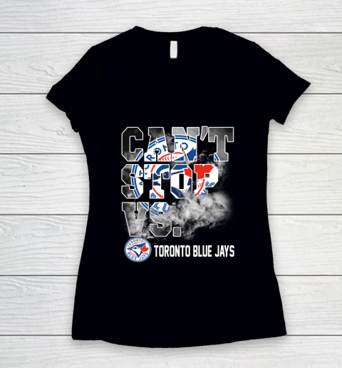 MLB Toronto Blue Jays Baseball Can't Stop Vs Blue Jays Women's V-Neck T-Shirt