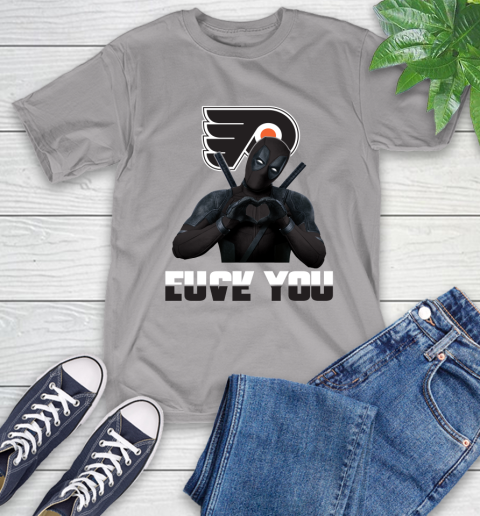 NHL Philadelphia Flyers Deadpool Love You Fuck You Hockey Sports T-Shirt 6