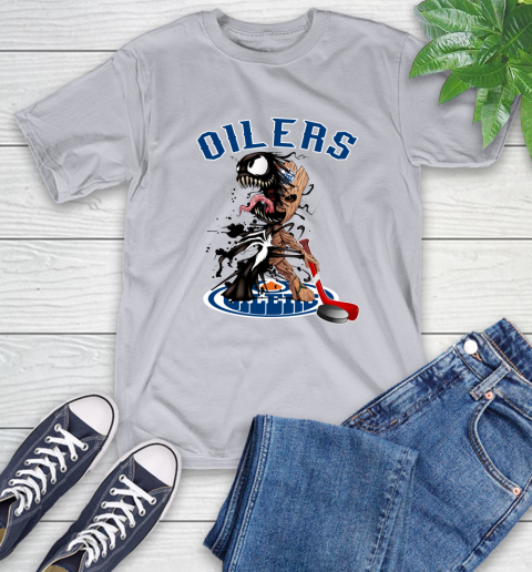 NHL Edmonton Oilers Hockey Venom Groot Guardians Of The Galaxy T-Shirt - Image 7