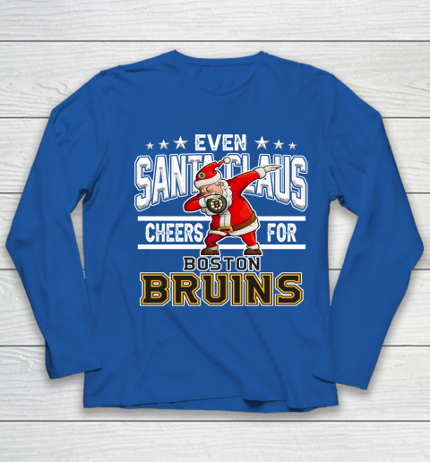 Boston Bruins Even Santa Claus Cheers For Christmas NHL Youth Long Sleeve 7