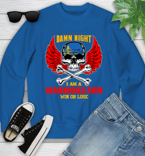 NBA Damn Right I Am A Golden State Warriors Win Or Lose Skull Basketball Sports Youth Sweatshirt 7