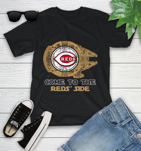 MLB Come To The Cincinnati Reds Side Star Wars Baseball Sports Youth T-Shirt