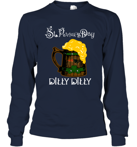 NFL New England Patriots St Patrick's Day Dilly Dilly Beer Football Sports OQJwyGFx8TK long sleeve tee 14 95 151514 front navy
