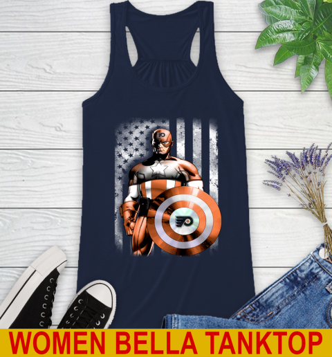 Philadelphia Flyers NHL Hockey Captain America Marvel Avengers American Flag Shirt Racerback Tank 9