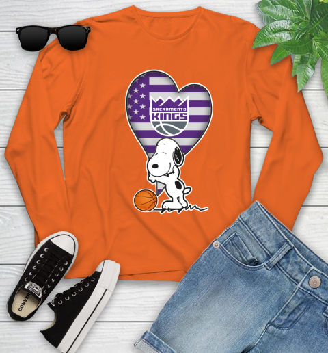 Sacramento Kings NBA Basketball The Peanuts Movie Adorable Snoopy Youth Long Sleeve 4