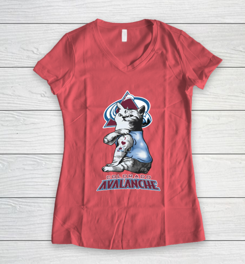 NHL My Cat Loves Colorado Avalanche Hockey Women's V-Neck T-Shirt 4