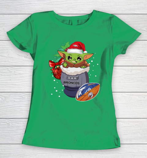 Denver Broncos Christmas Baby Yoda Star Wars Funny Happy NFL Women's T-Shirt