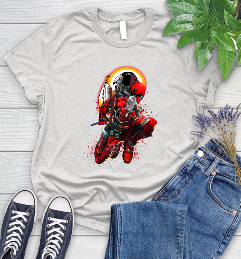 NFL Deadpool Marvel Comics Sports Football Washington Redskins Women's T-Shirt