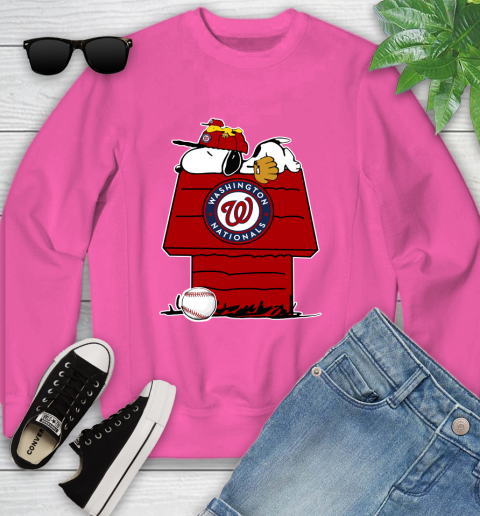MLB Washington Nationals Snoopy Woodstock The Peanuts Movie Baseball T Shirt_000 Youth Sweatshirt 7