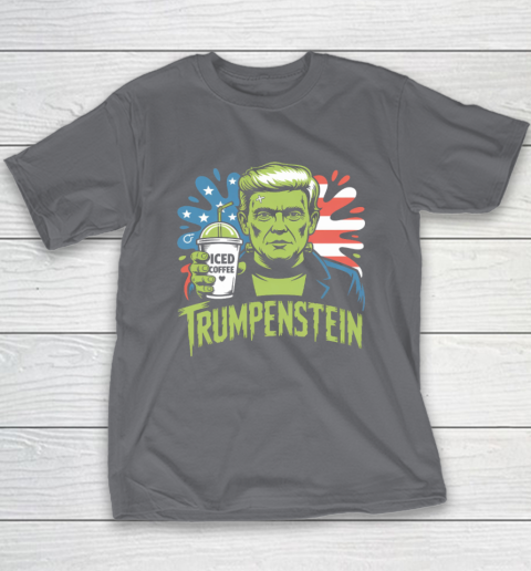 Trumpenstein Funny Iced Coffee Drink Halloween 4th of July USA Flag Youth T-Shirt 5